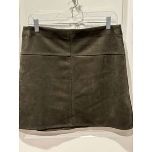 Women's MAX STUDIO LONDON Olive Green Faux Suede Pull On Mini Skirt Size L